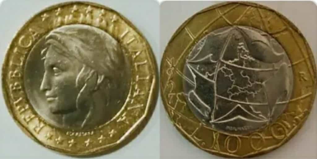 1000 Lire con errore di conio, qual è il valore corrente della moneta datata 1997